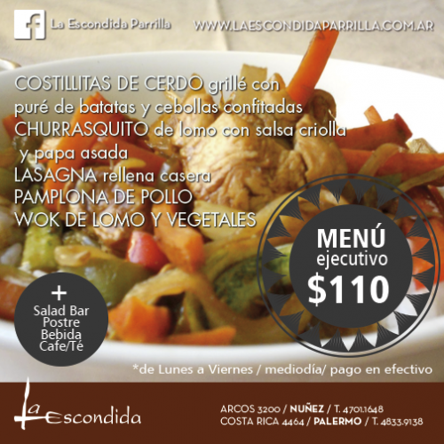 Parrilla La Escondida Menú ejecutivo/OPCIÓN 2